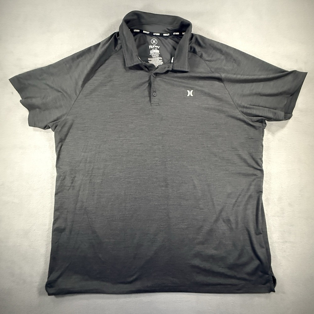 Hurley Polo Shirt Men's‎ XXL Black Short Sleeve Logo Performance Stretch VGC